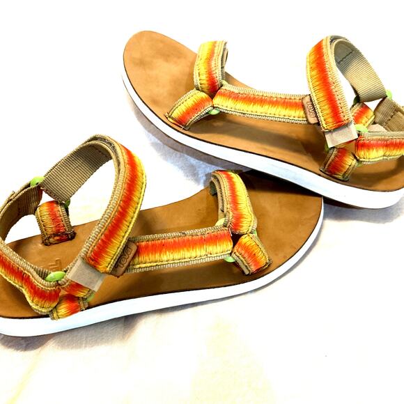 Teva western Sandals Women's 10 boho retro orange tan Ombre Tan Leather RARE! - Picture 1 of 7